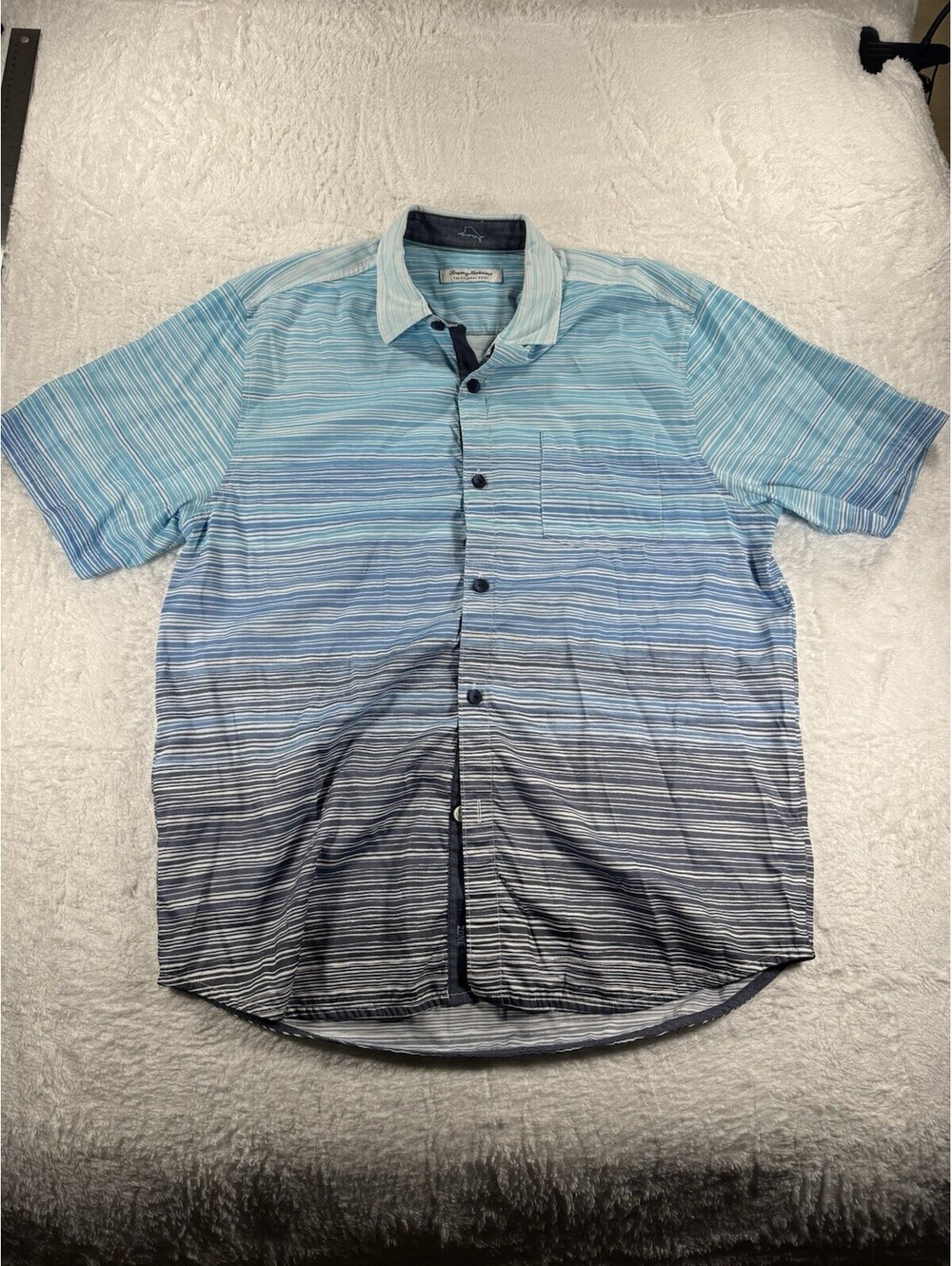 Tommy Bahama Shirt Mens L Coconut Point Ombre Stripe IslandZone Tencel A1023
